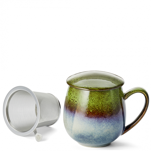 Saara, hellgrün Keramik mit Reactive Glaze Kräuterteetasse mit Sieb