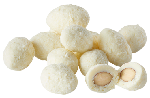 Kokosmandeln mit weißer Schokolade