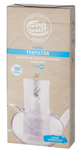 Tee-Papierfilter Größe M extra breit mit Einfülllasche und Bodenfalte Natur