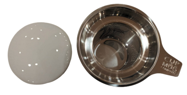 Edelstahlsieb mit Porzellandeckel