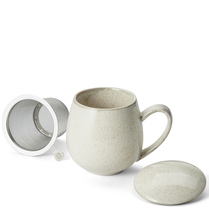 Saara, creme Keramik mit Reactive Glaze Kräuterteetasse mit Sieb